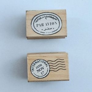 🌞 3/$15 - Lot of 2 Hero Arts Postal-Themed Wood Mount Rubber Stamps - SMALL